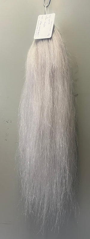 White silver white single thickness pony - young stock  length 60 cm natural end
