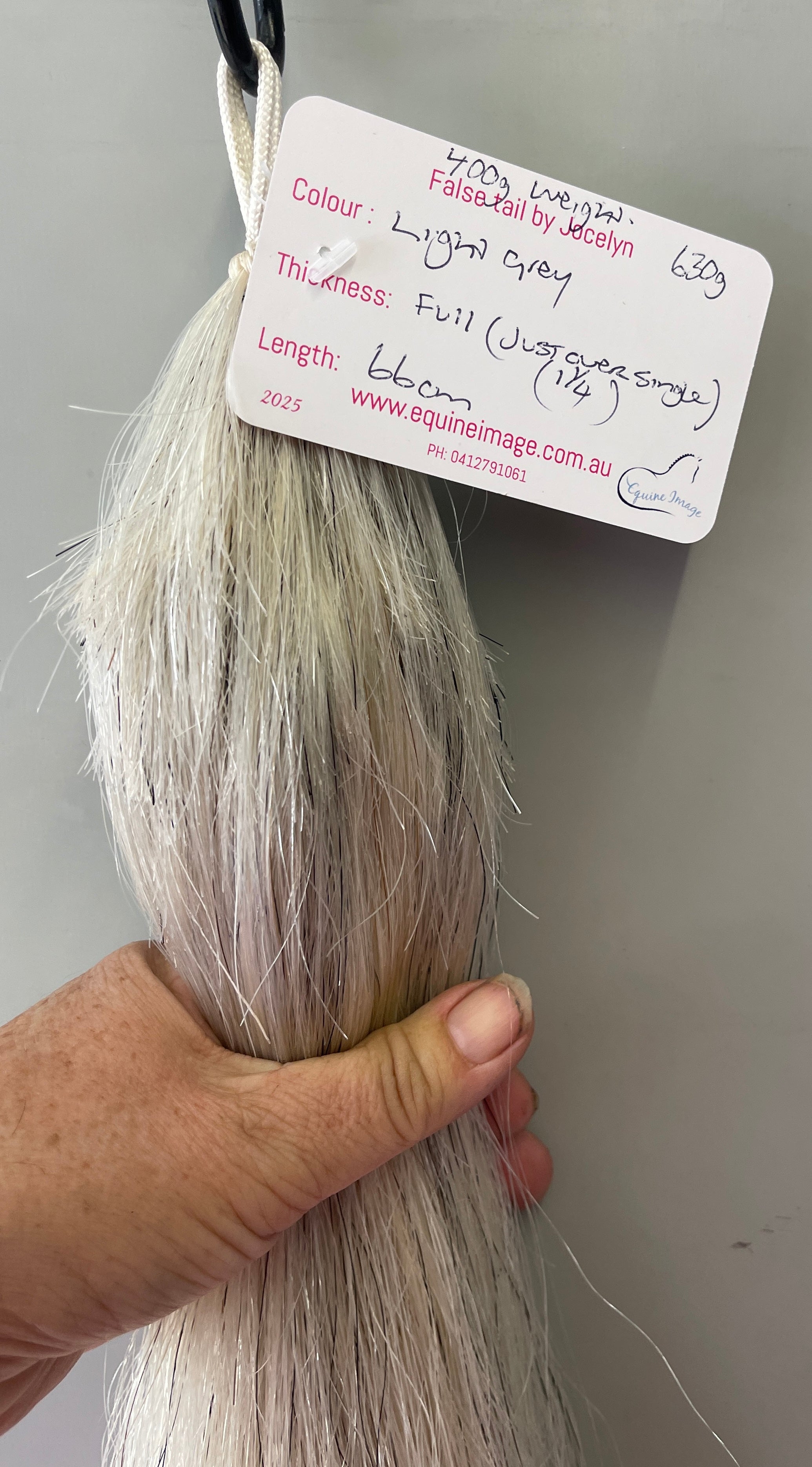 Weight light grey Full thickness - just over single thickness  66 cm final weight 630g