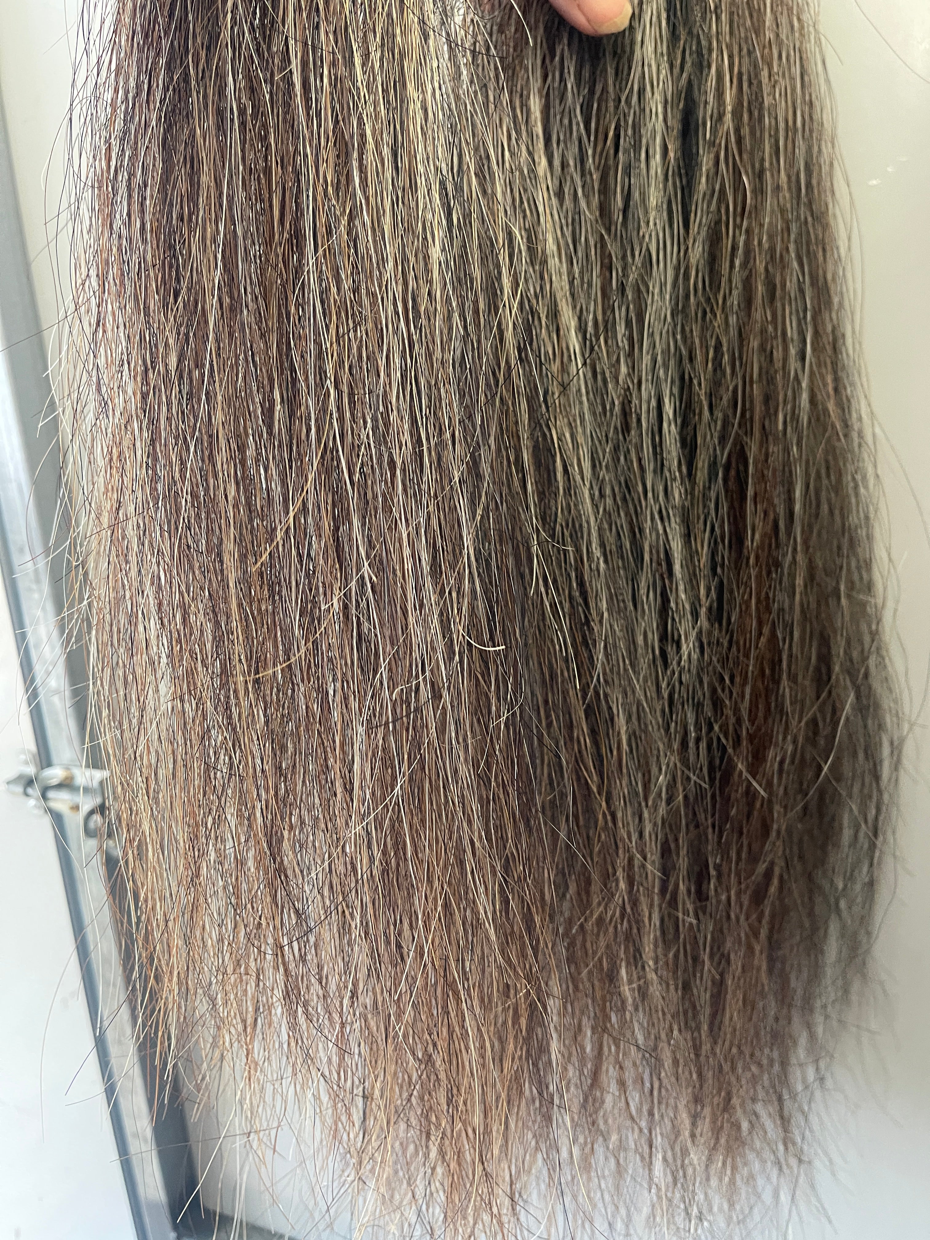Brown chestnut mix Blend single/ full thickness 64 cm natural end