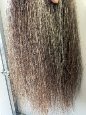 Brown chestnut mix Blend single/ full thickness 64 cm natural end