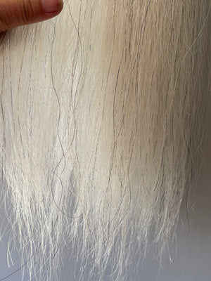 Very light grey single  thickness.     (1 times ) 56 cm natural end pony length