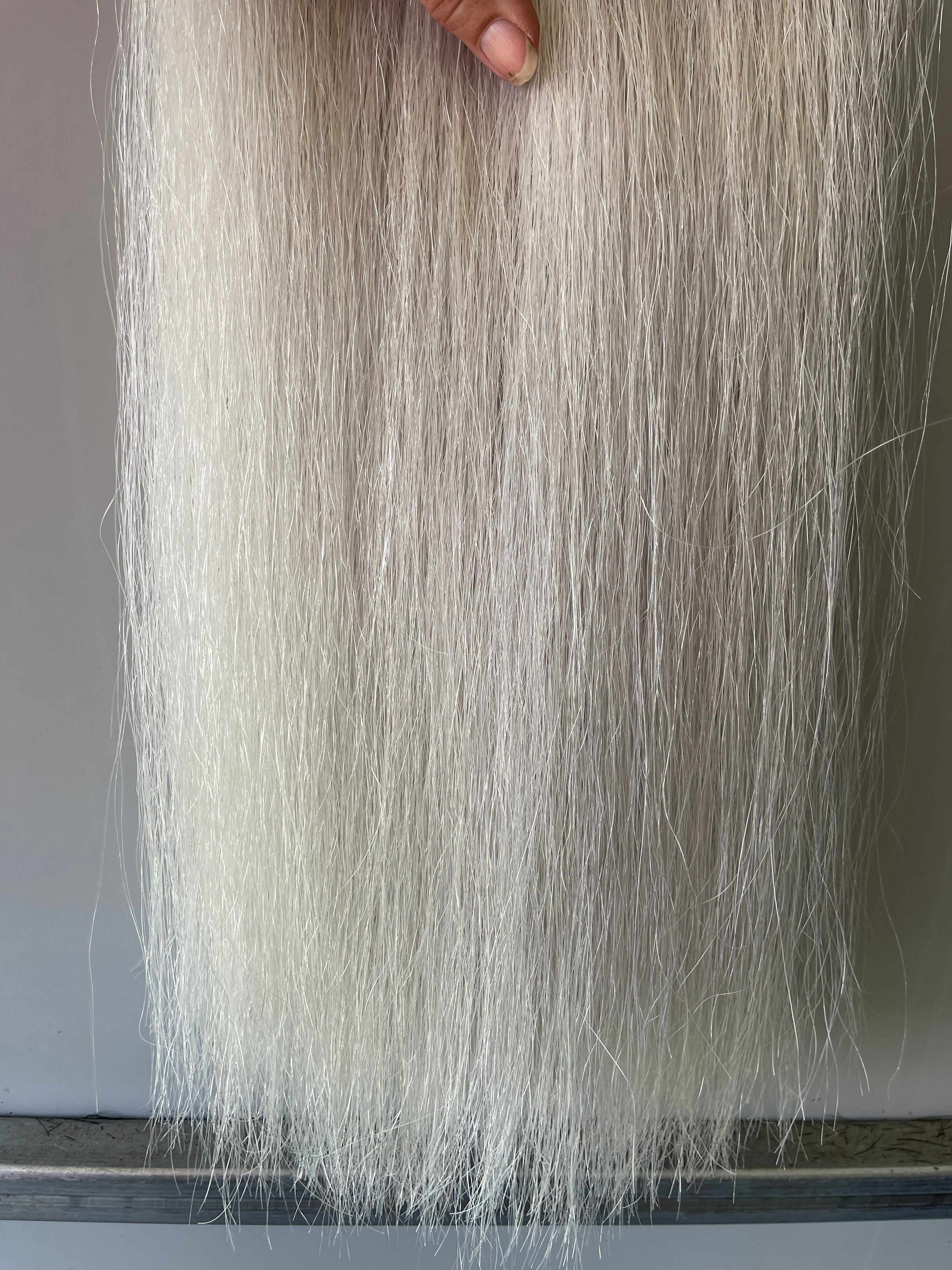 Silver white Full thickness 82 cm cut end