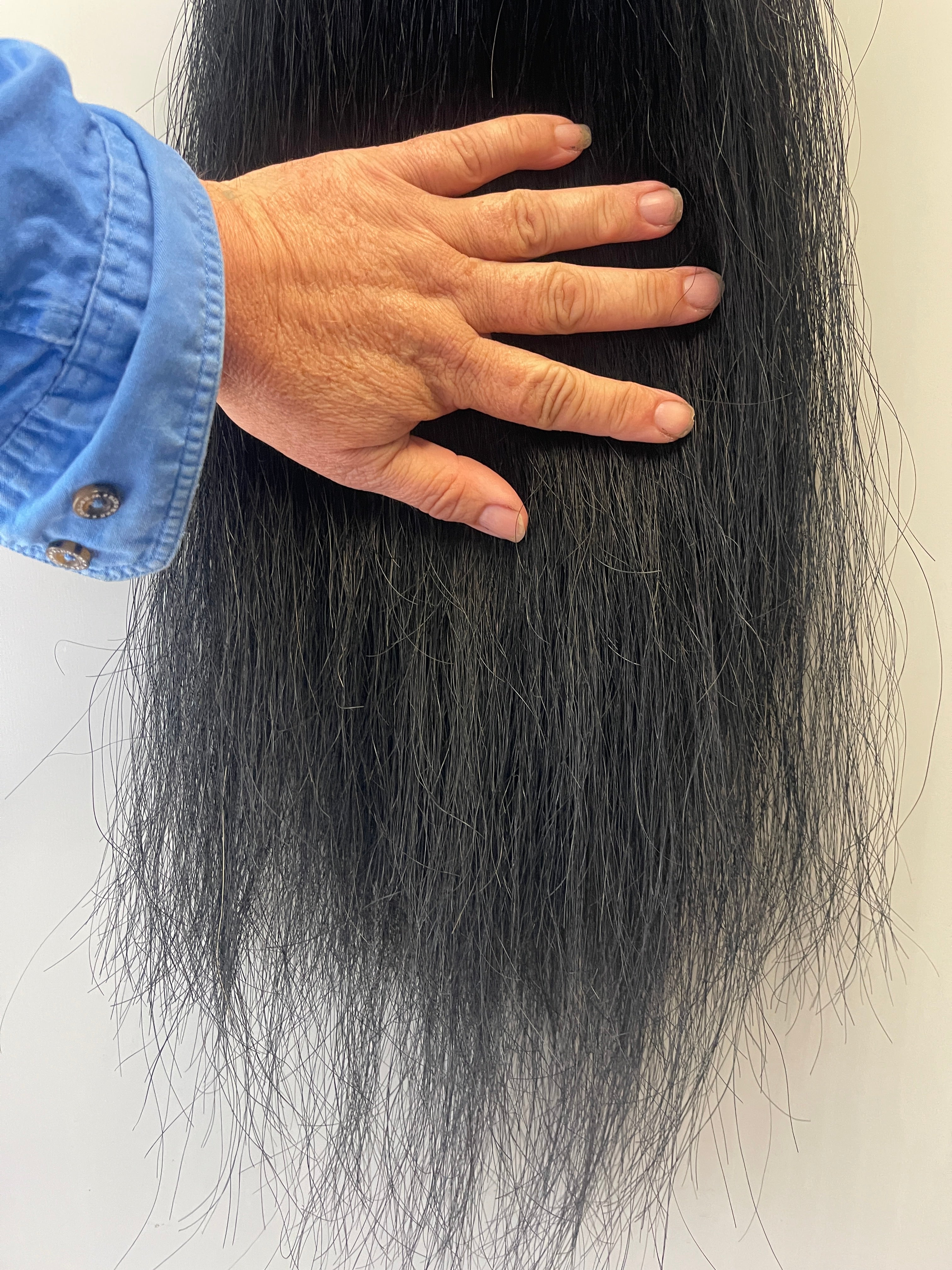 Dyed Black Full  Plus Thickness  (1.5 times ) 61cm(cut) - 68 cm natural end long cut end