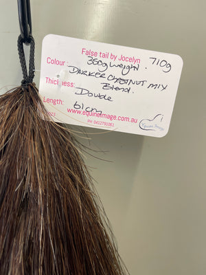Weighted Darker Chestnut Mix flaxen blend 62 cm cut end  Double thickness. Final weight 710g