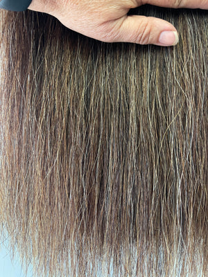Weighted Darker Chestnut Mix flaxen blend 62 cm cut end  Double thickness. Final weight 710g