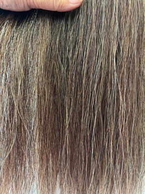 Weighted Darker Chestnut Mix flaxen blend 62 cm cut end  Double thickness. Final weight 710g