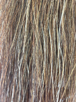 Weighted Darker Chestnut Mix flaxen blend 62 cm cut end  Double thickness. Final weight 710g