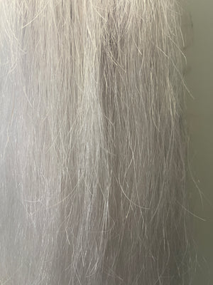 White silver white single thickness pony - young stock  length 60 cm natural end