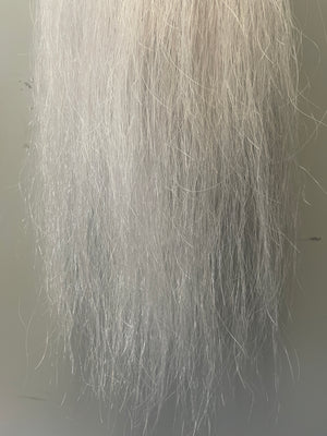 White silver white single thickness pony - young stock  length 60 cm natural end