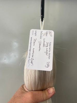 Weighted white False Tail 70 cm natural end Double thickness Final weight 750g